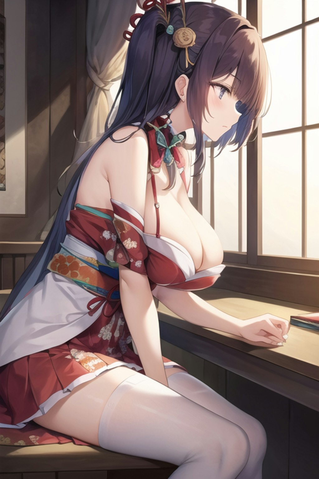 練習(巨乳少女を横から見た光景)