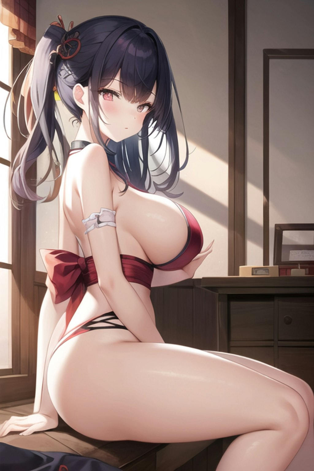 練習(巨乳少女を横から見た光景)