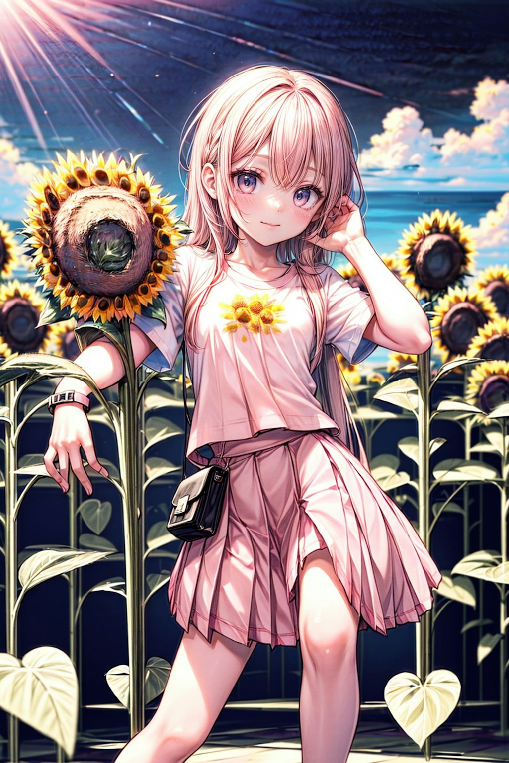 向日葵と女の子 sunflowers and girl