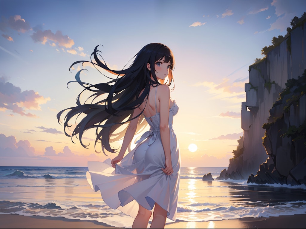 海×夕陽×美女＝