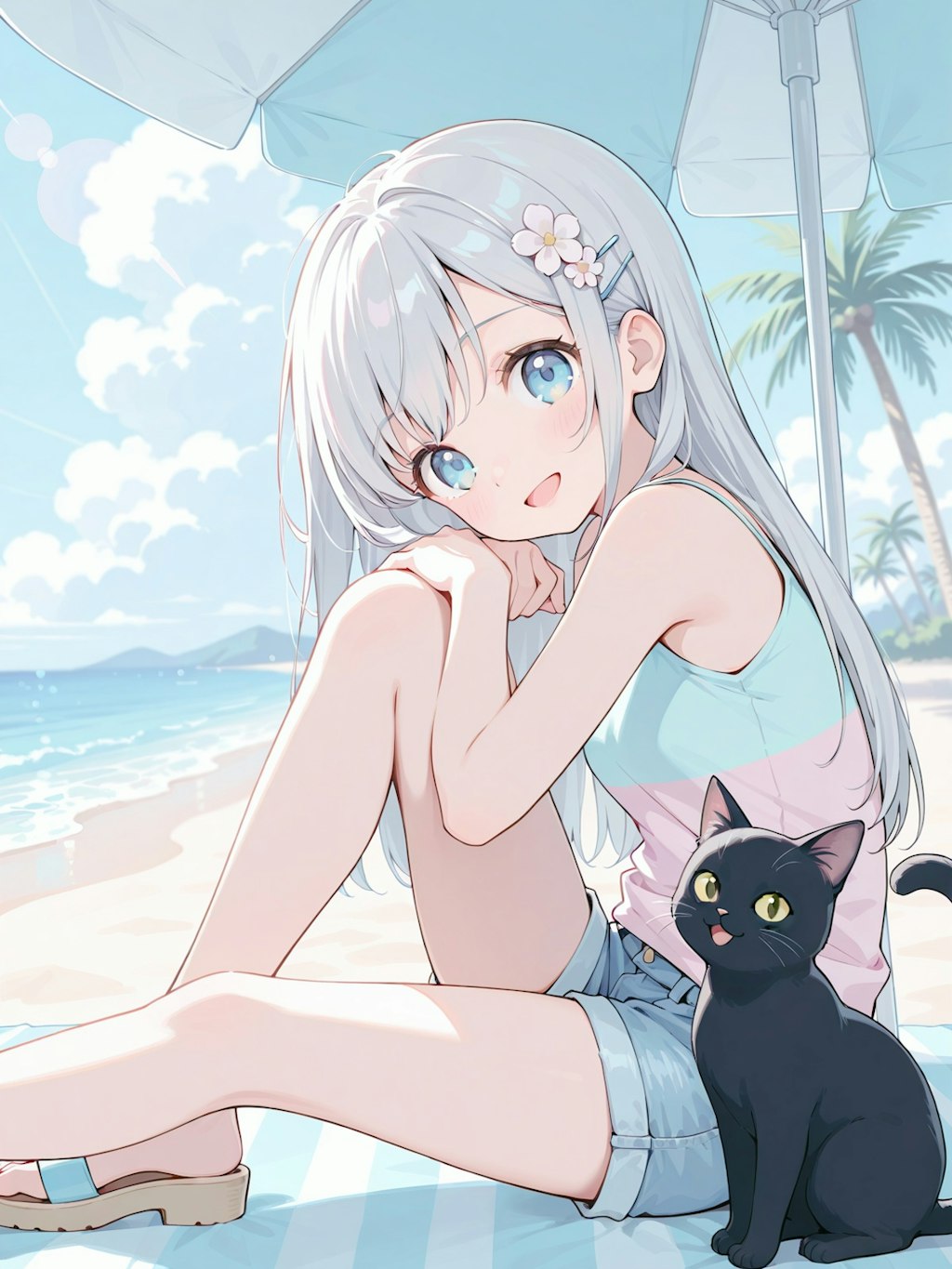 🏖️🐈‍⬛