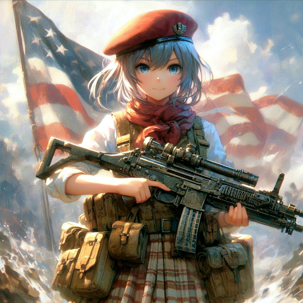 ベレー帽と機関銃 (機関銃と少女①)