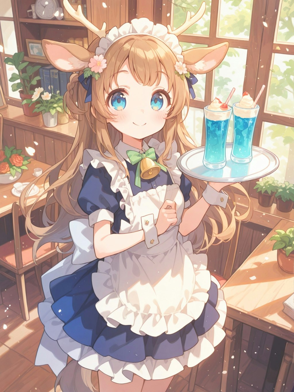 森のレトロ喫茶のクリームソーダ