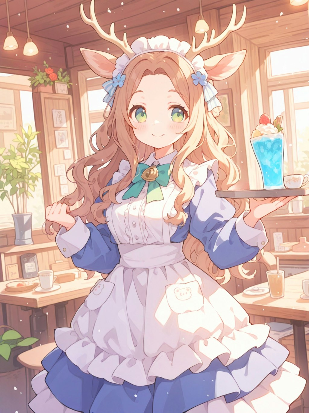 森のレトロ喫茶のクリームソーダ