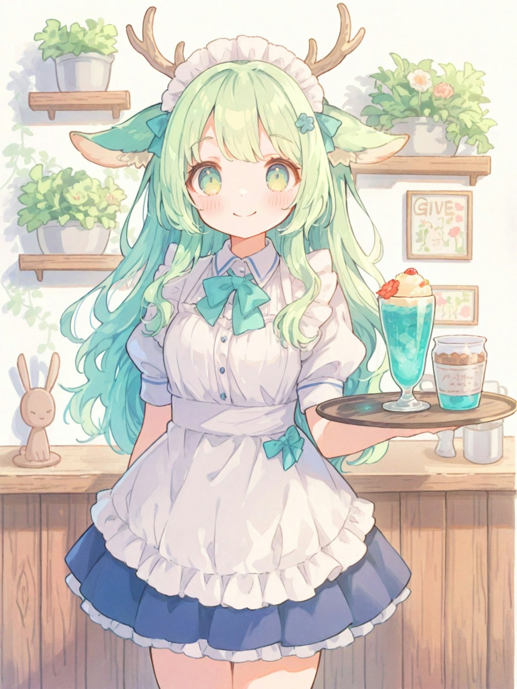森のレトロ喫茶のクリームソーダ