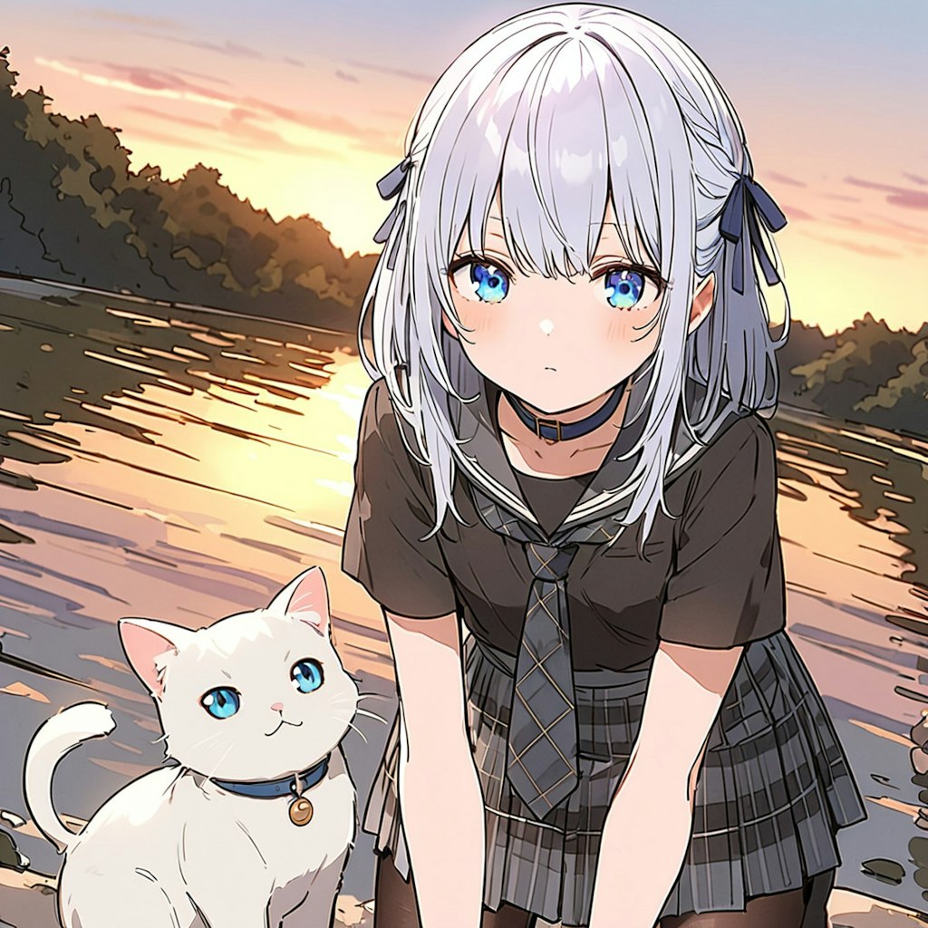 セーラー服の少女と猫４