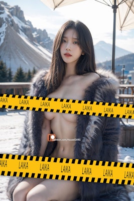 AI Girl Vol 543 | Open coat on snowy mountains