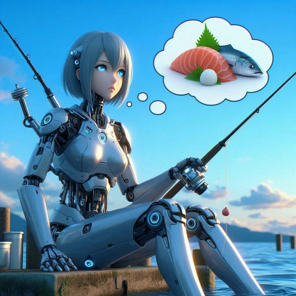 魚を釣るメカ子