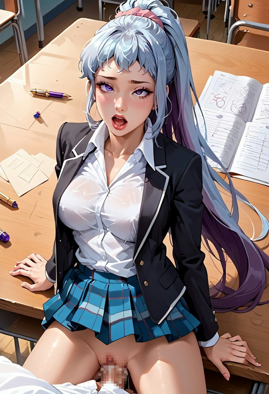 ポニーテール女子高生との教室H