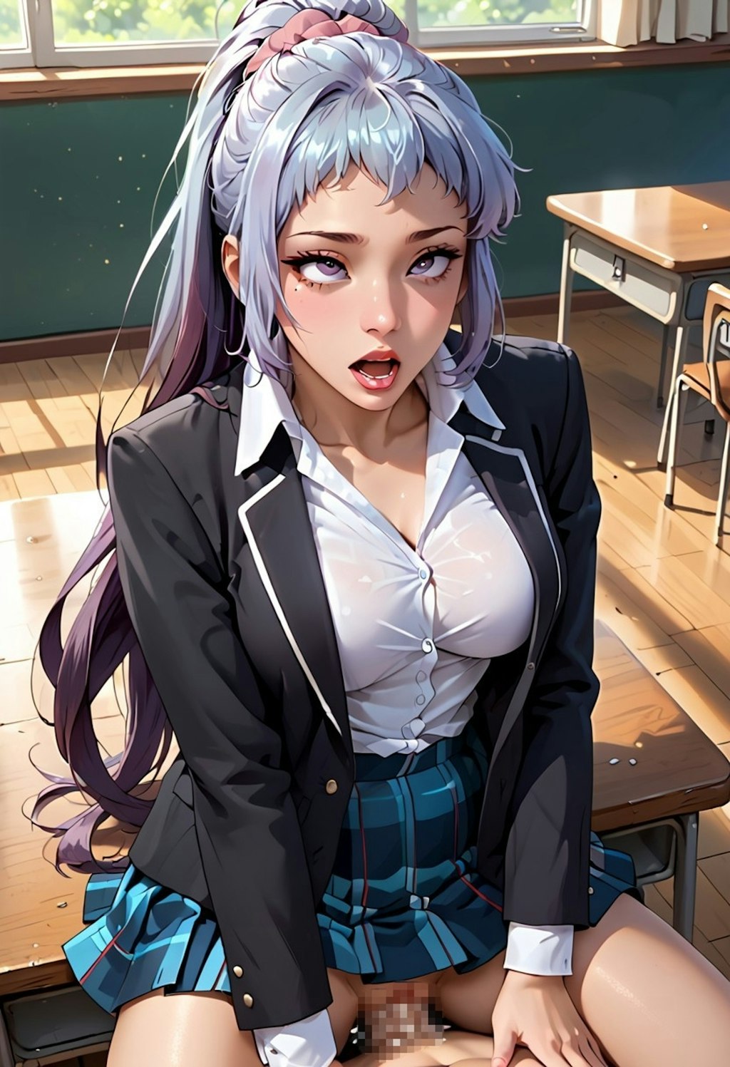 ポニーテール女子高生との教室H