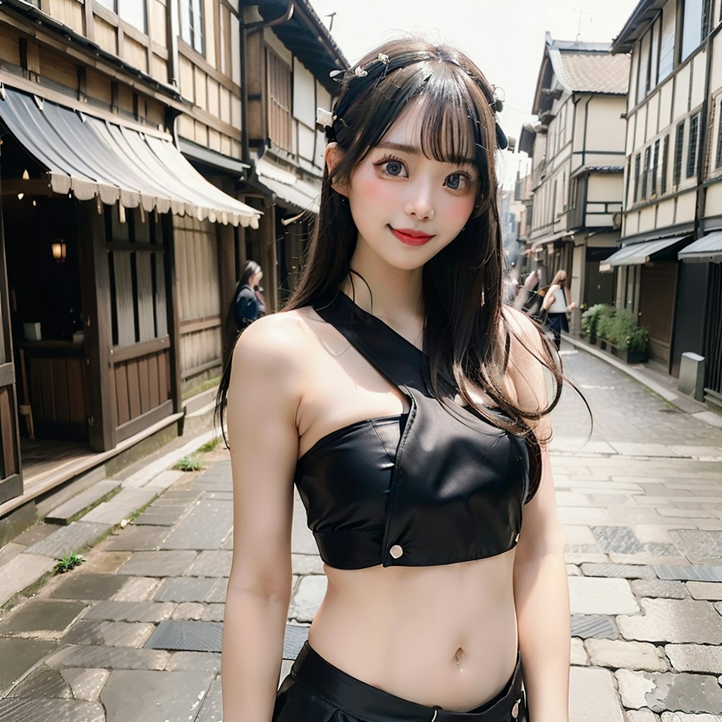 ヘソ出し侍のAI美女です