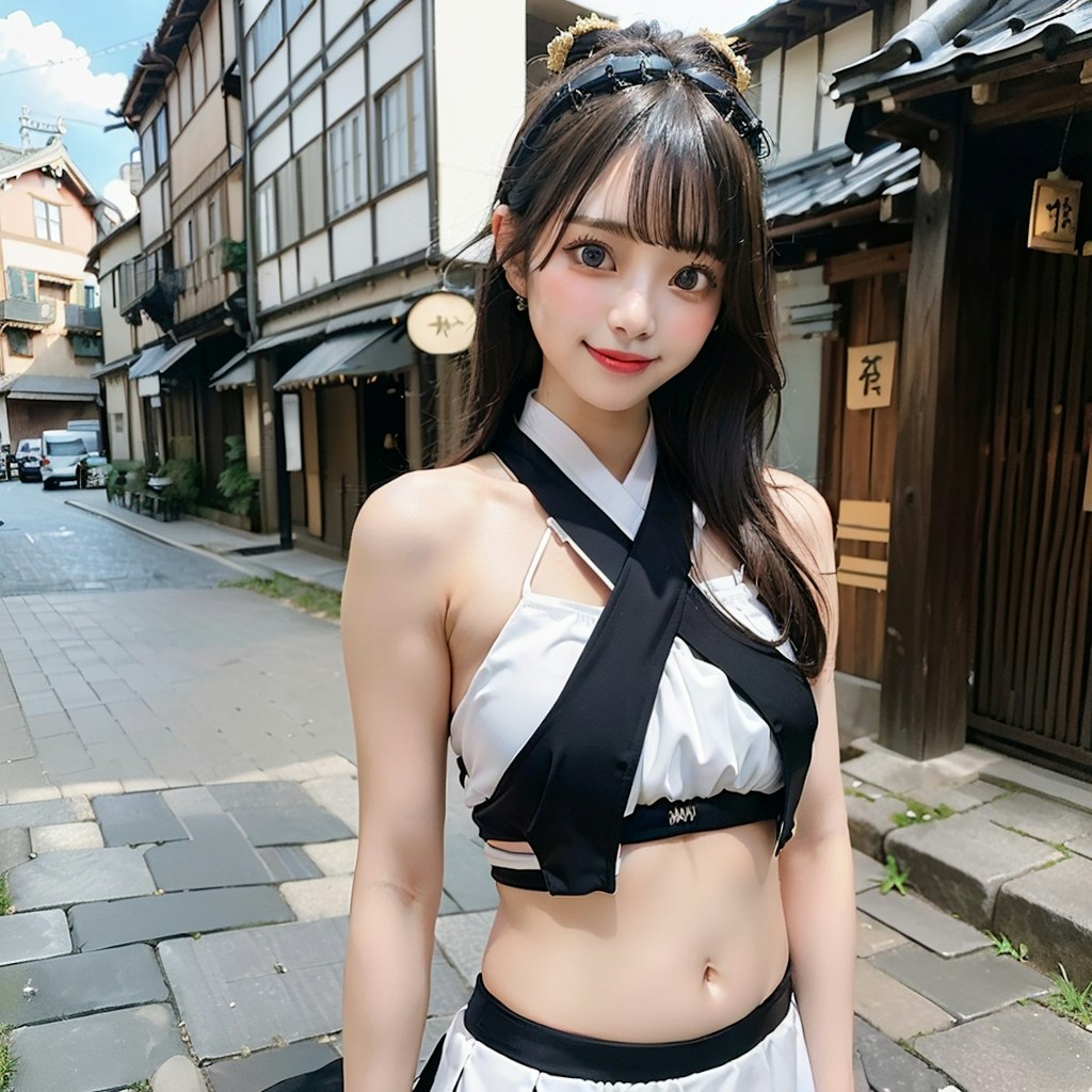 ヘソ出し侍のAI美女です