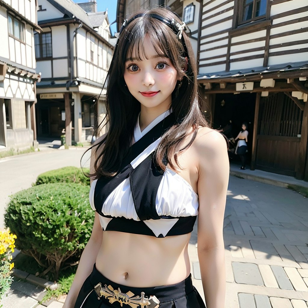 ヘソ出し侍のAI美女です