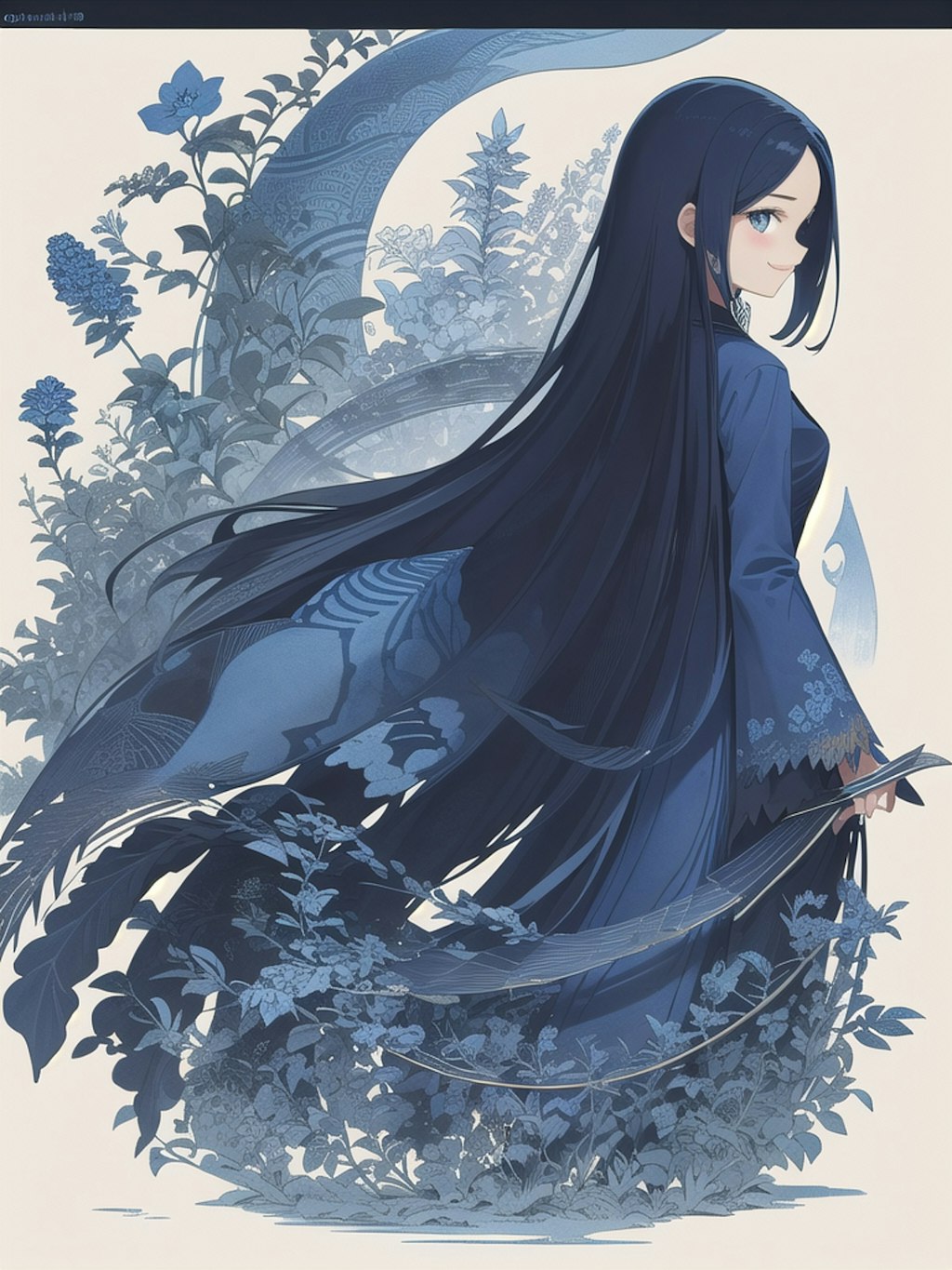 blue botanical lady