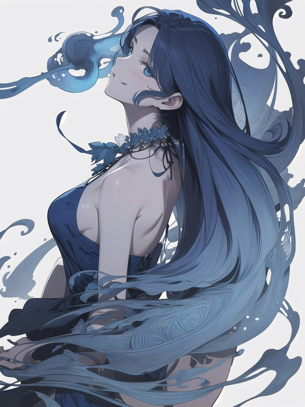 blue botanical lady
