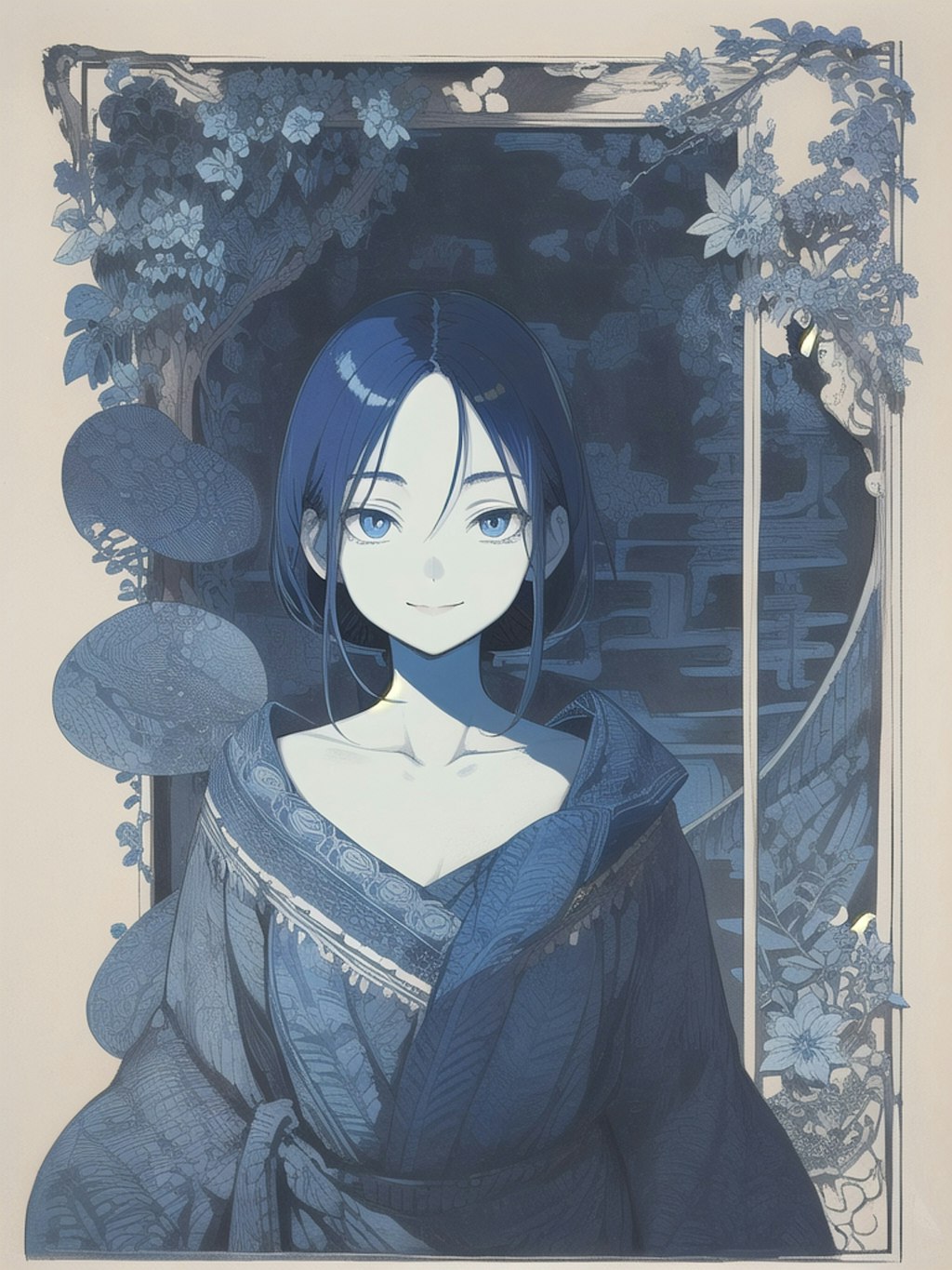 blue botanical lady