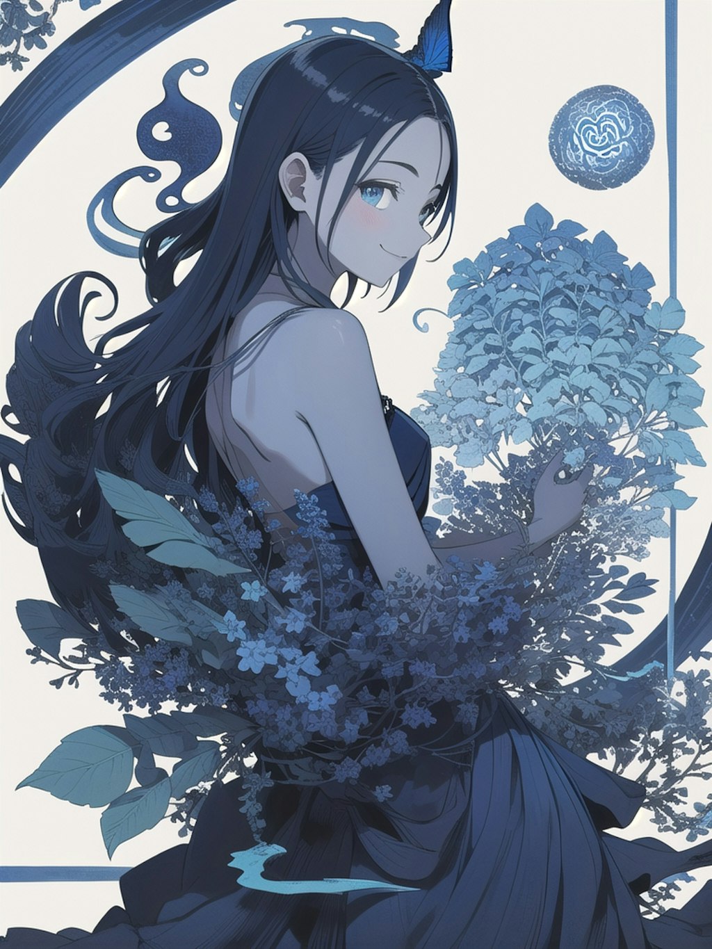 blue botanical lady