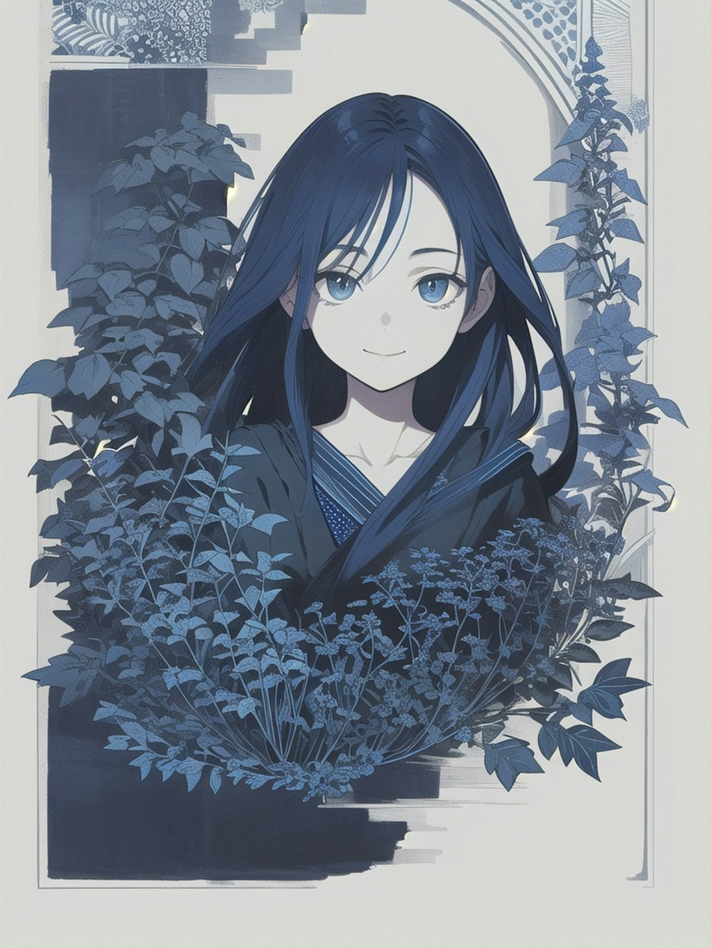 blue botanical lady