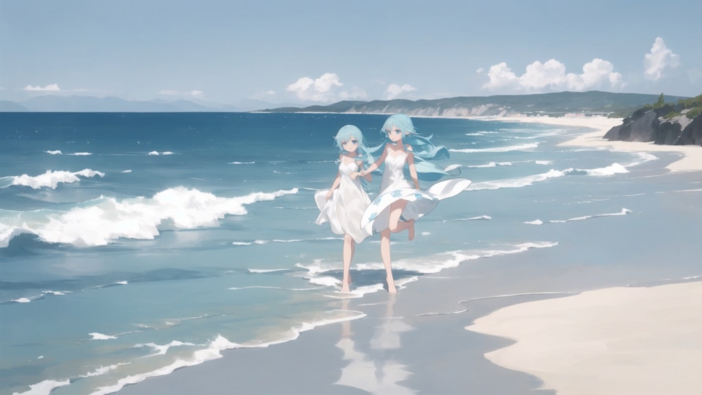 エルフ姉妹 on the beach