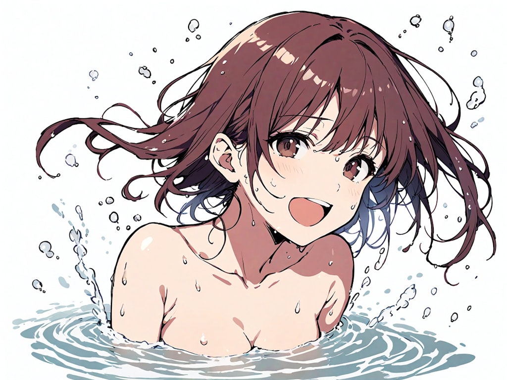 お湯と湯気と女の子