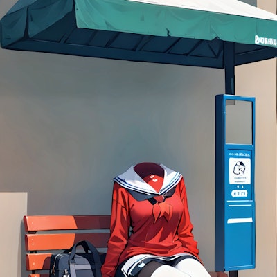 バス停で待つ女の子🤔