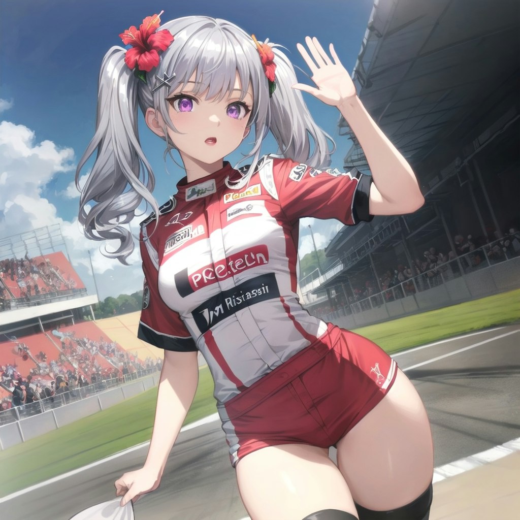 レースクイーン役をお願いされるエルファシアさん16歳