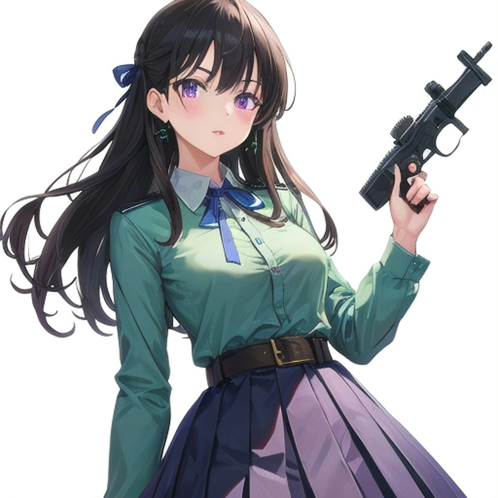 【習作】銃を持つ女の子　( プロンプト一部引用 )