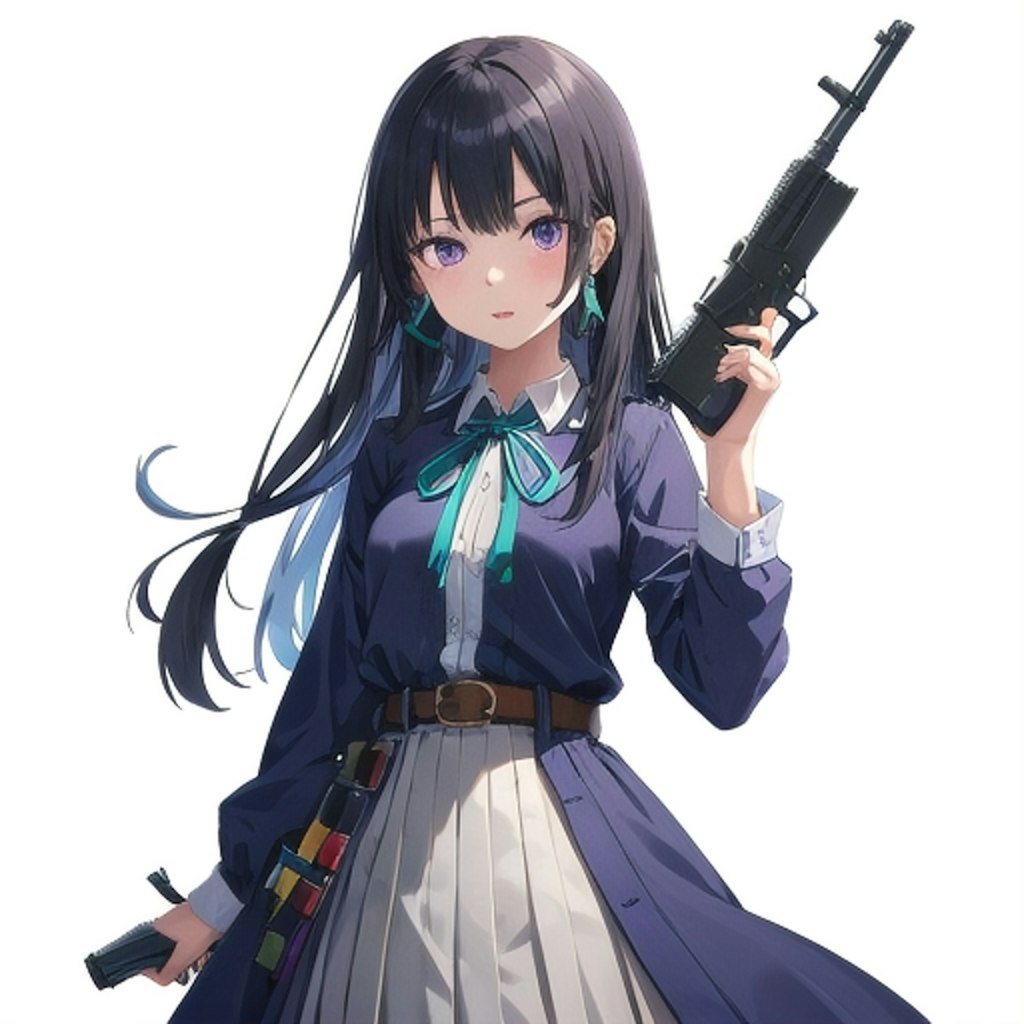 【習作】銃を持つ女の子　( プロンプト一部引用 )