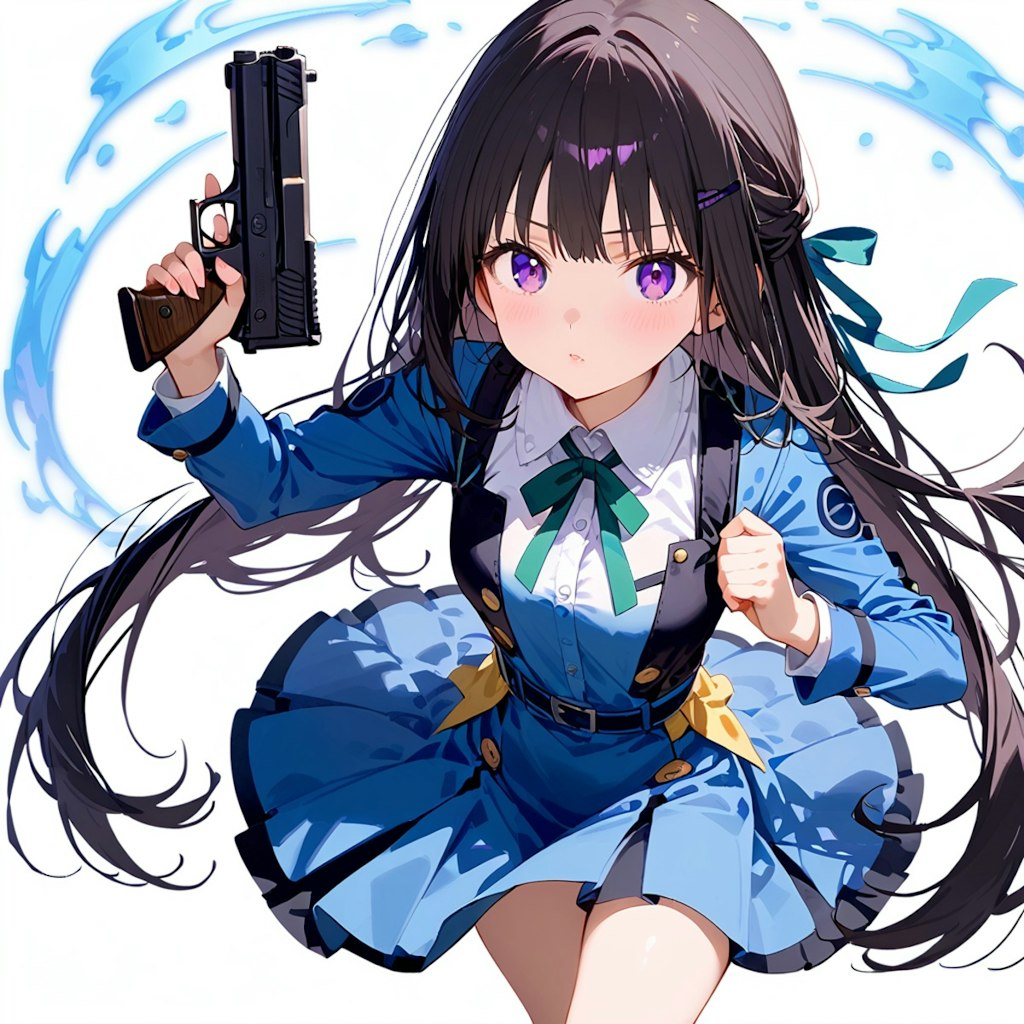 【習作】銃を持つ女の子　( プロンプト一部引用 )