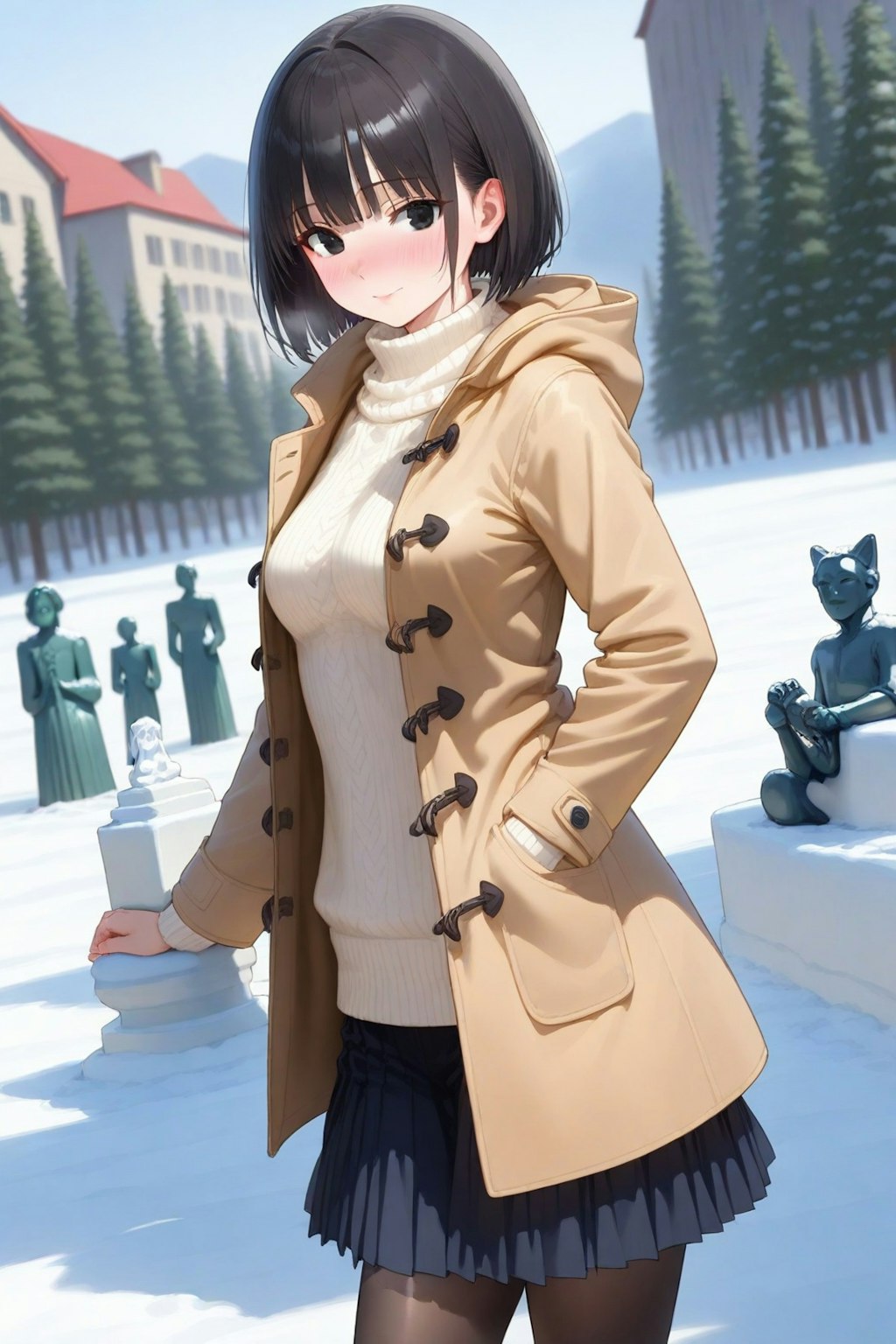 雪景色と茉莉花ちゃん♪