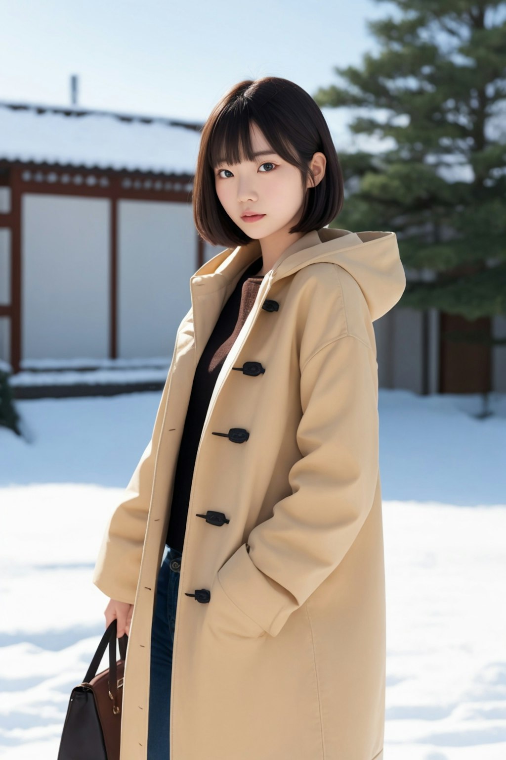 雪景色と茉莉花ちゃん♪