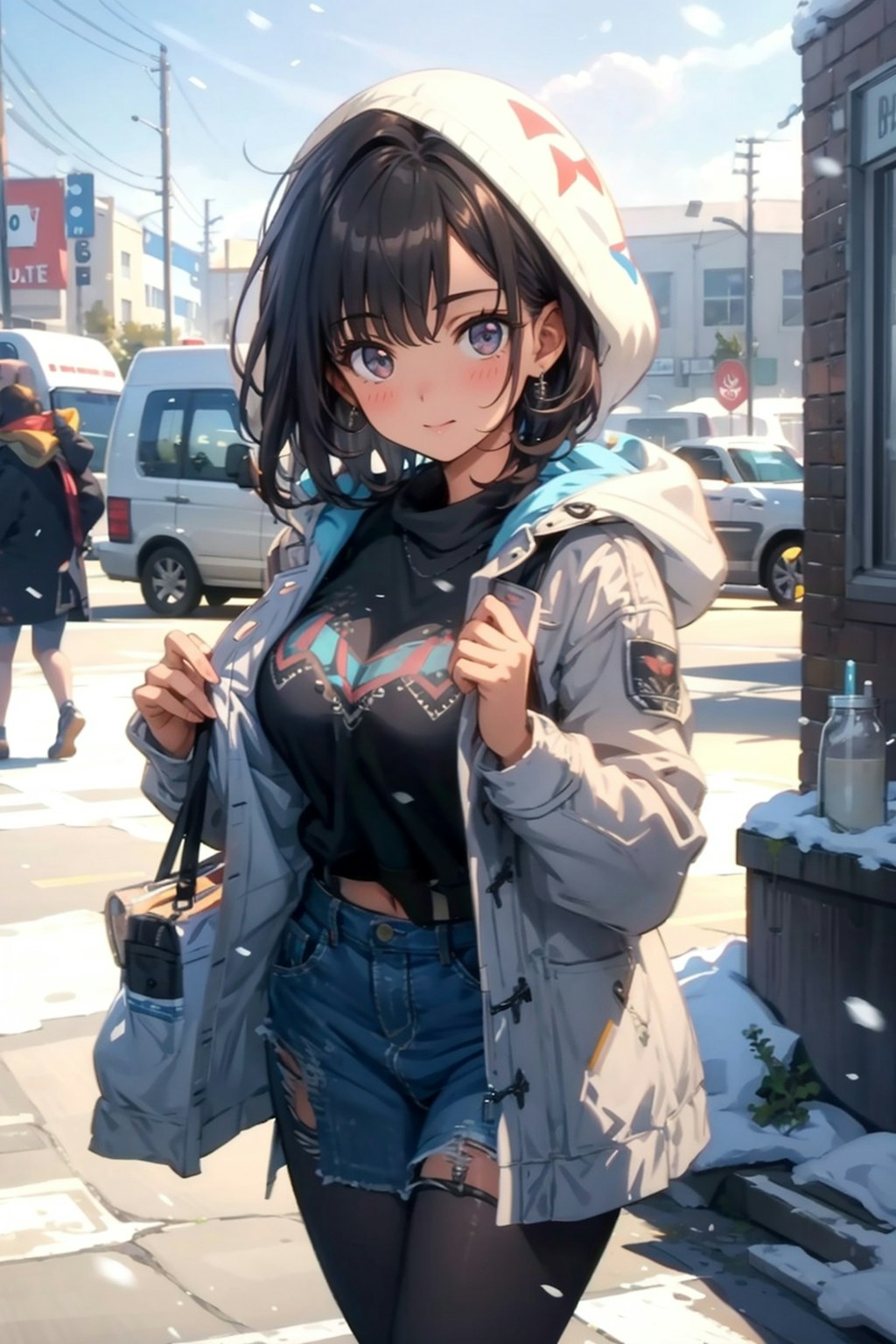 雪景色と茉莉花ちゃん♪