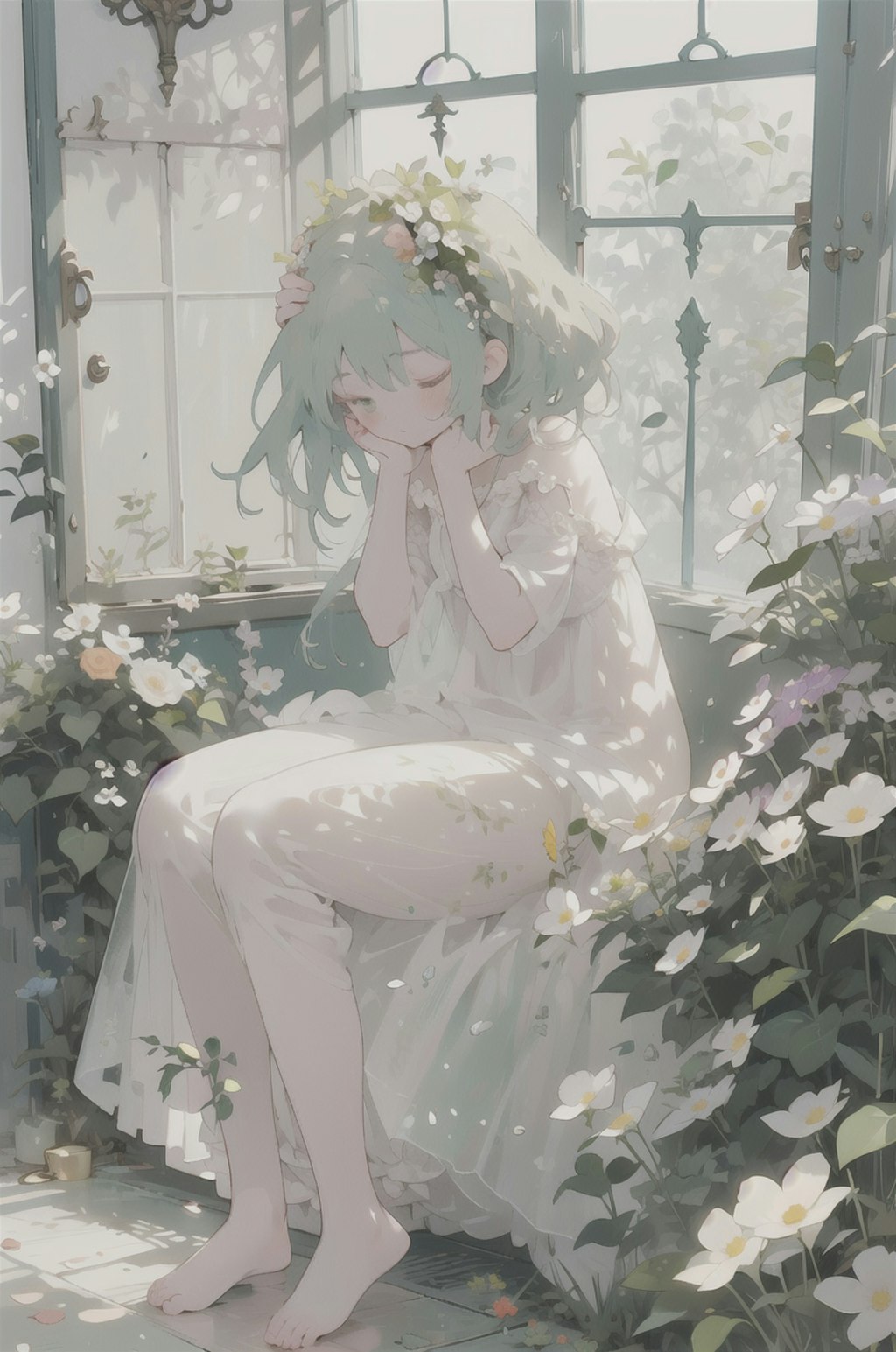 花は綻び、少女は煩う。/PixAI