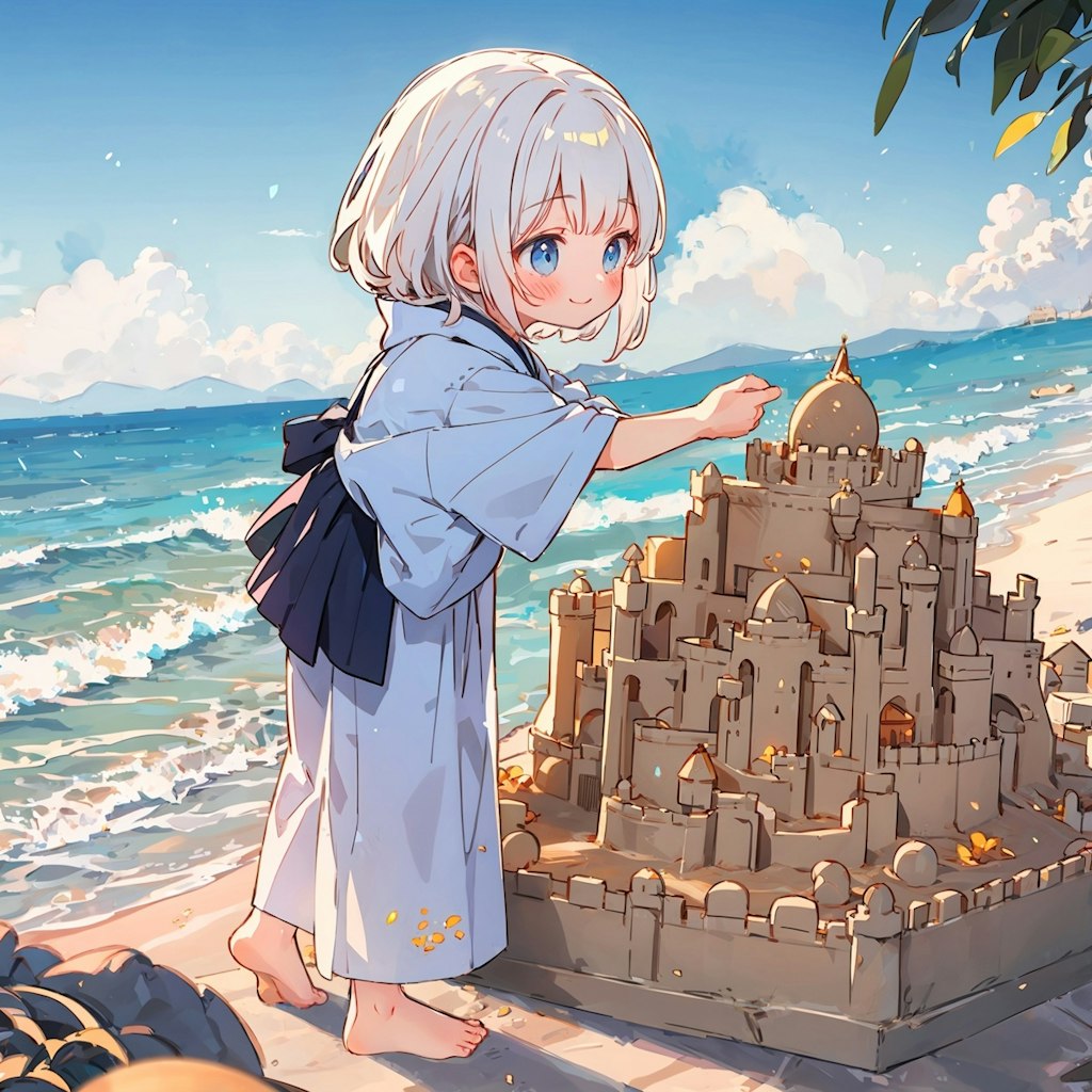 浜辺の砂かけ少女