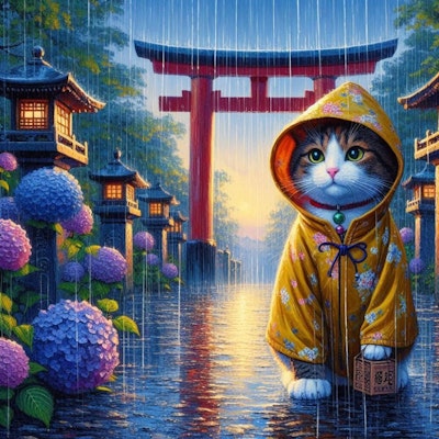 アクリル風 #梅雨猫レインコート