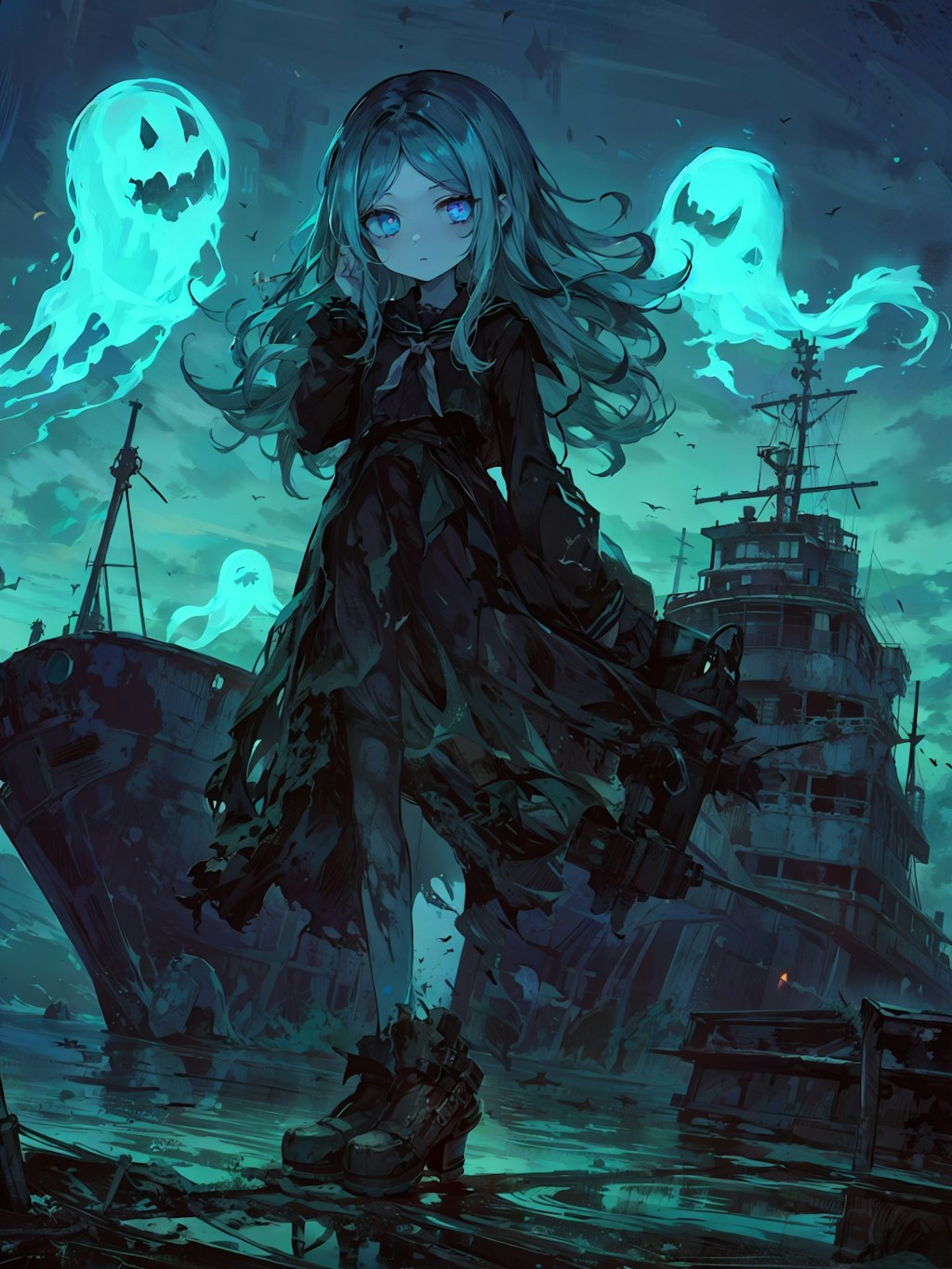 難破船と幽霊少女