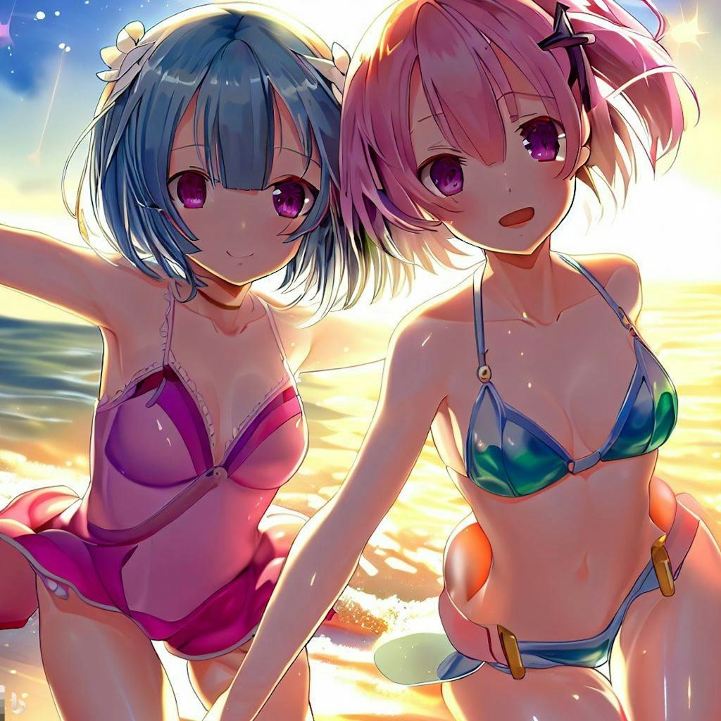 海で遊ぶレム＆ラム（その5）