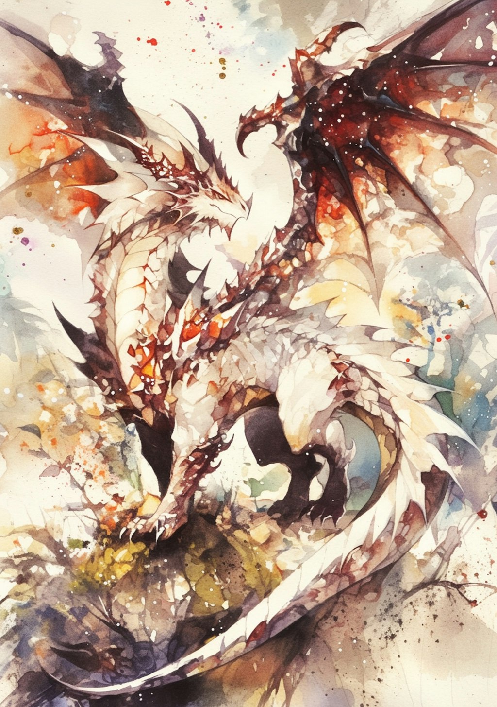竜水彩画