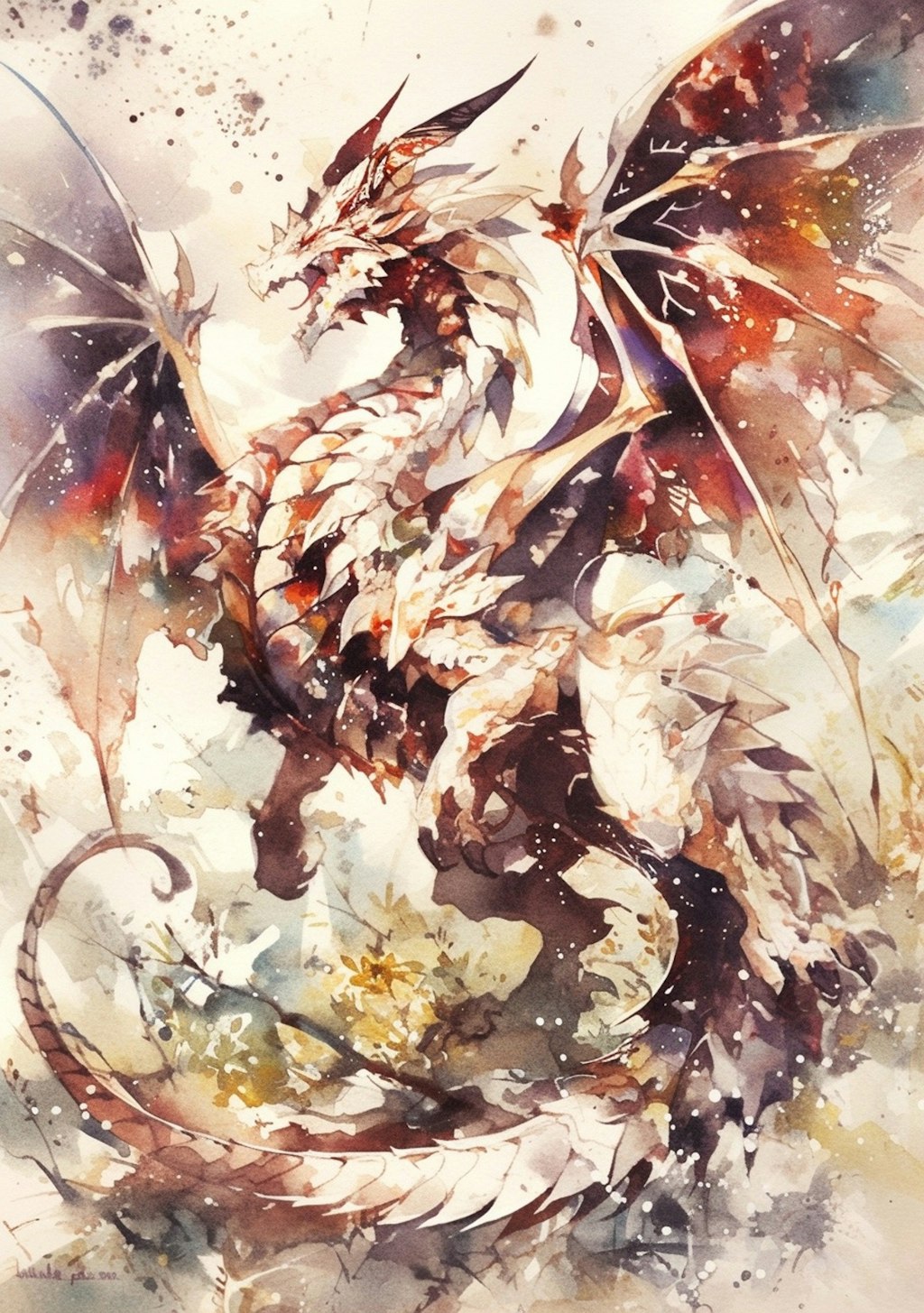 竜水彩画