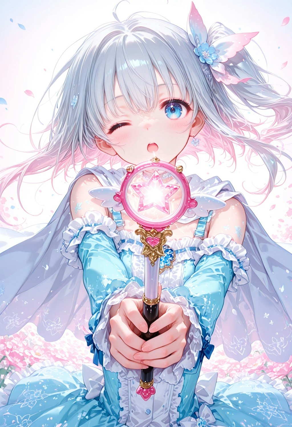 銀髪グラデーションカラーな魔法少女