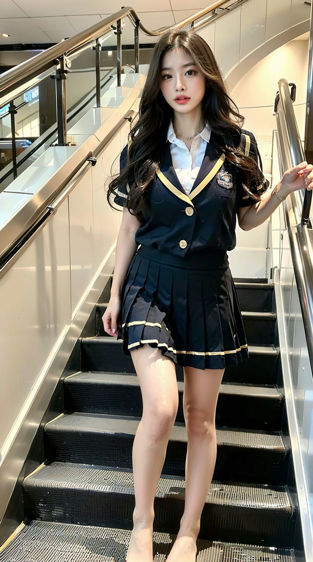 制服 jk 女子高生 黒髪 美女 生脚 脚フェチ 太もも 裸足