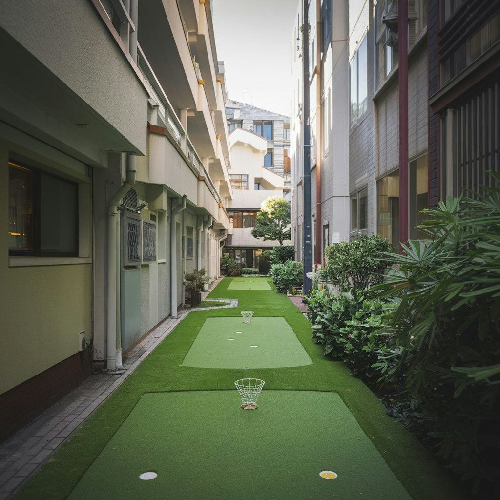 路地のゴルフ場とおじさん