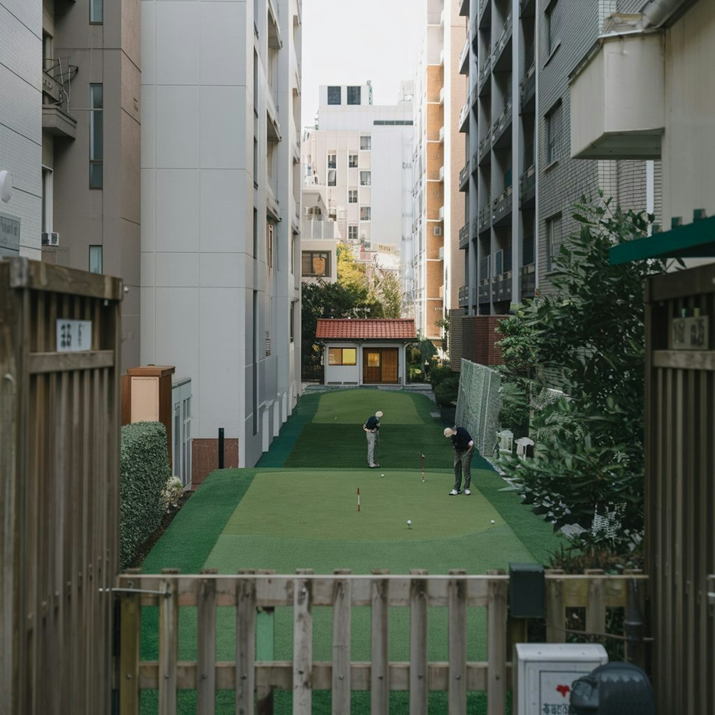 路地のゴルフ場とおじさん