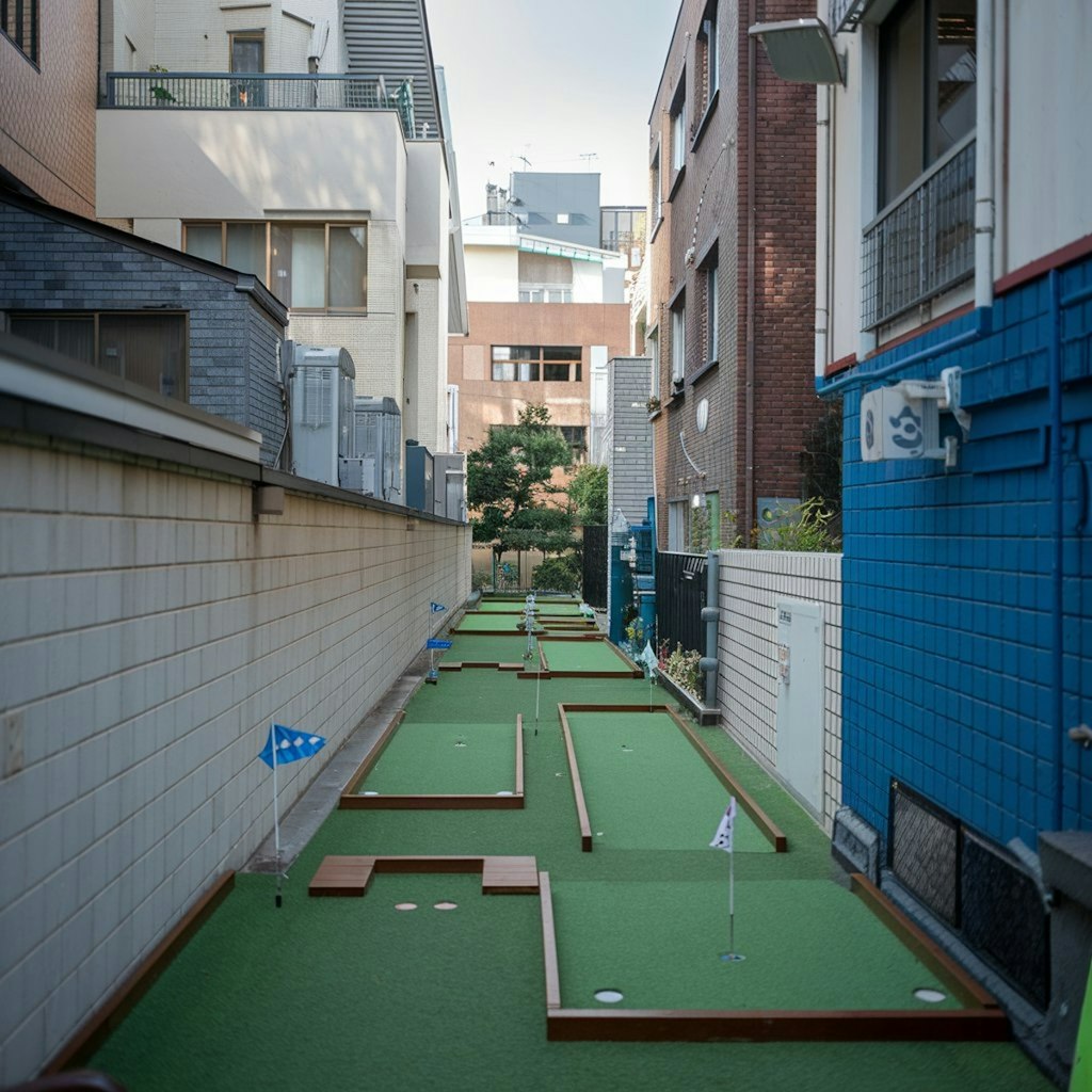 路地のゴルフ場とおじさん