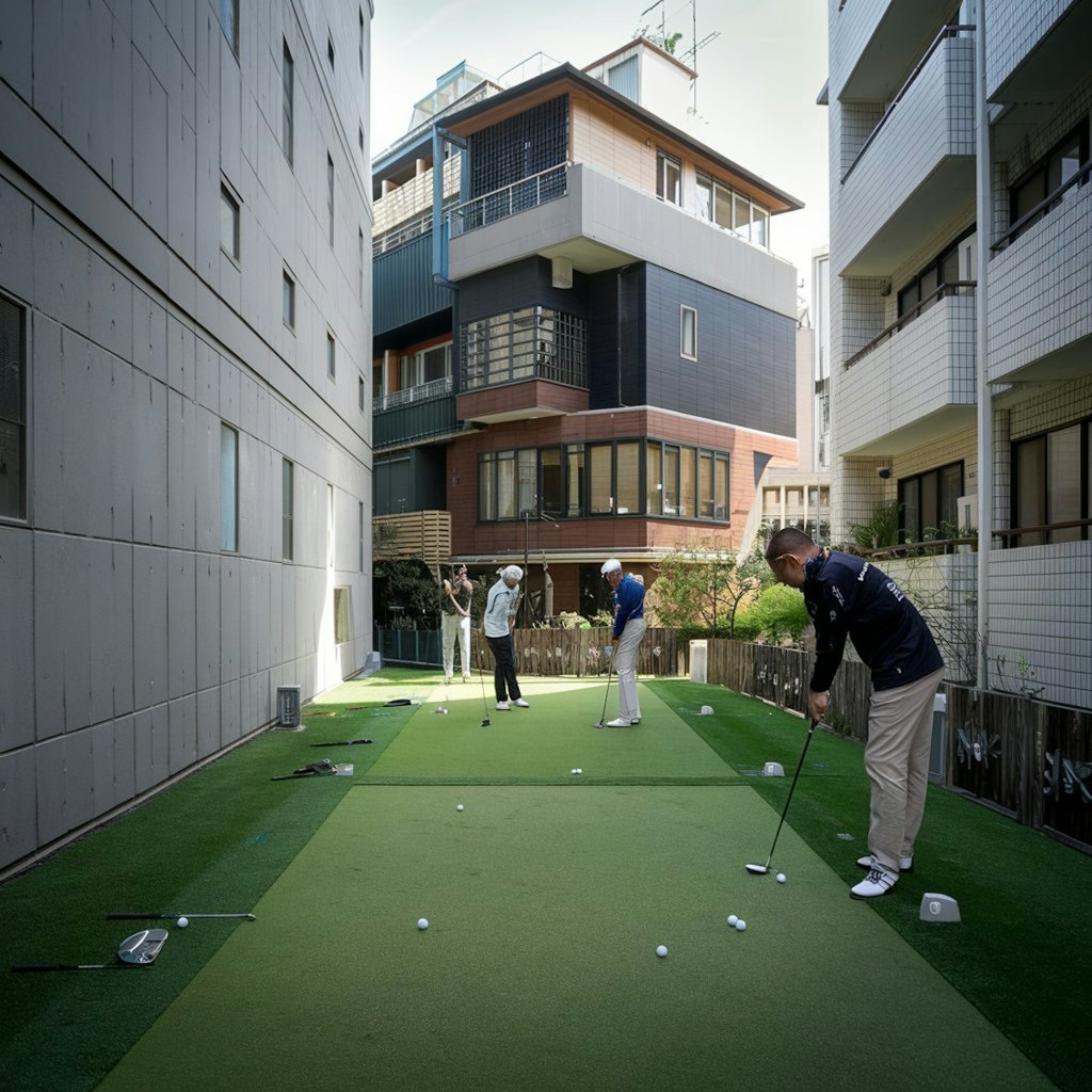 路地のゴルフ場とおじさん