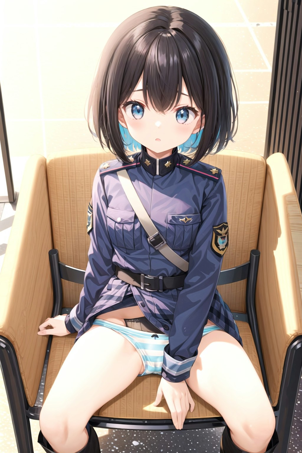 縞パン軍服少女