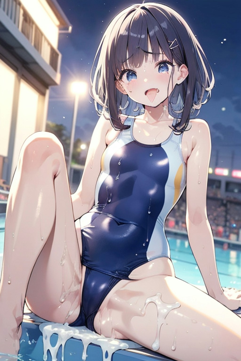 AQUA 水泳部 女子部員が大会に向けて練習で汁を流しています