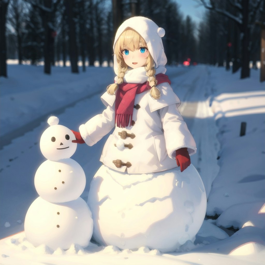 雪だるまになった雪女ちゃん