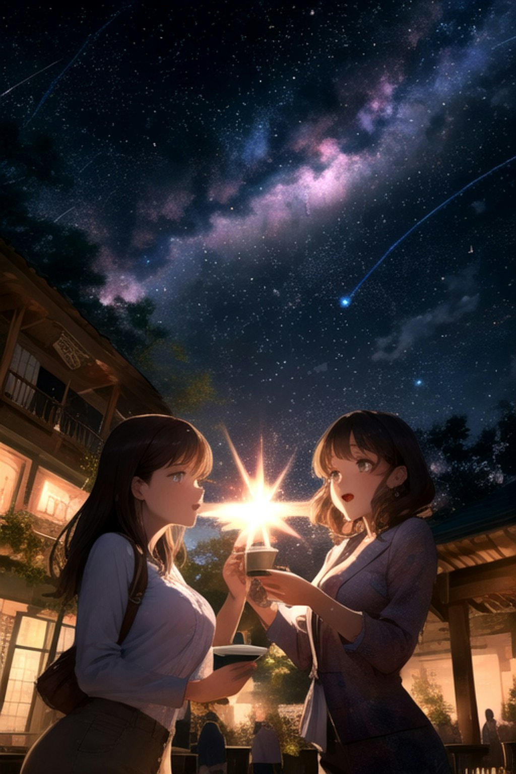 夜空と流星と女子高校生と