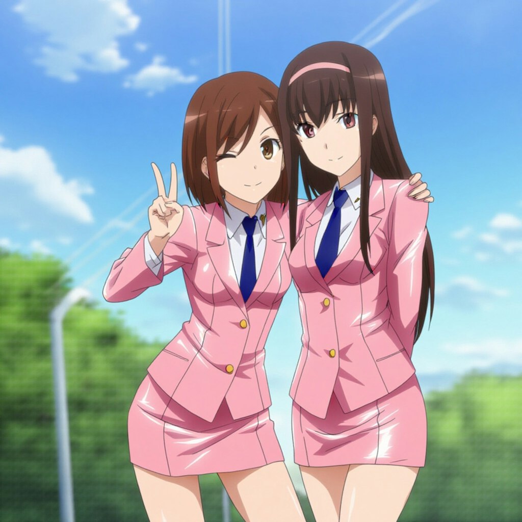 仲良し制服女子　ツーショット